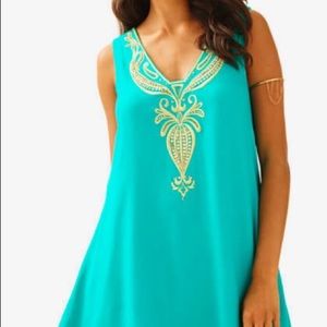 Lilly Pulitzer Green and Gold Embroidered Owen Dress
